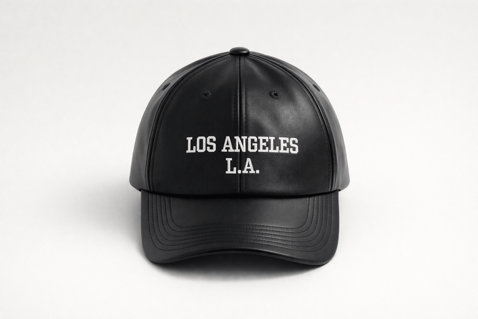 Los Angeles Vegan Leather Hat (Red Satin Lined) - Cappin'