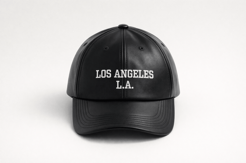 Los Angeles Vegan Leather Hat (Red Satin Lined) - Cappin'