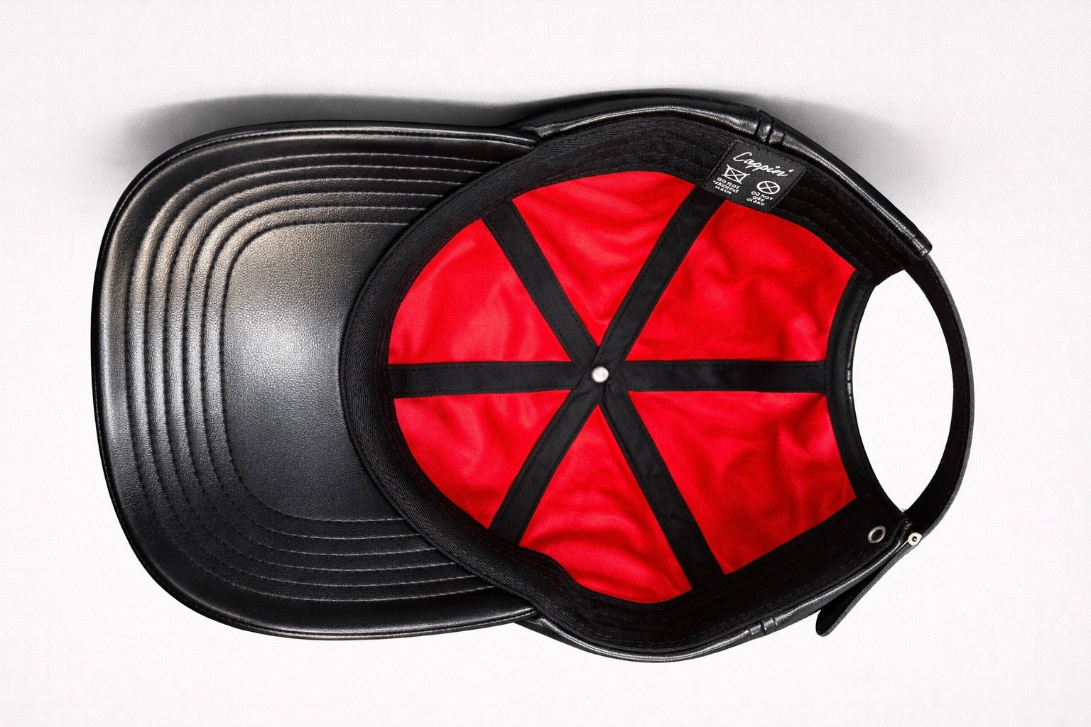 Los Angeles Vegan Leather Hat (Red Satin Lined) - Cappin'